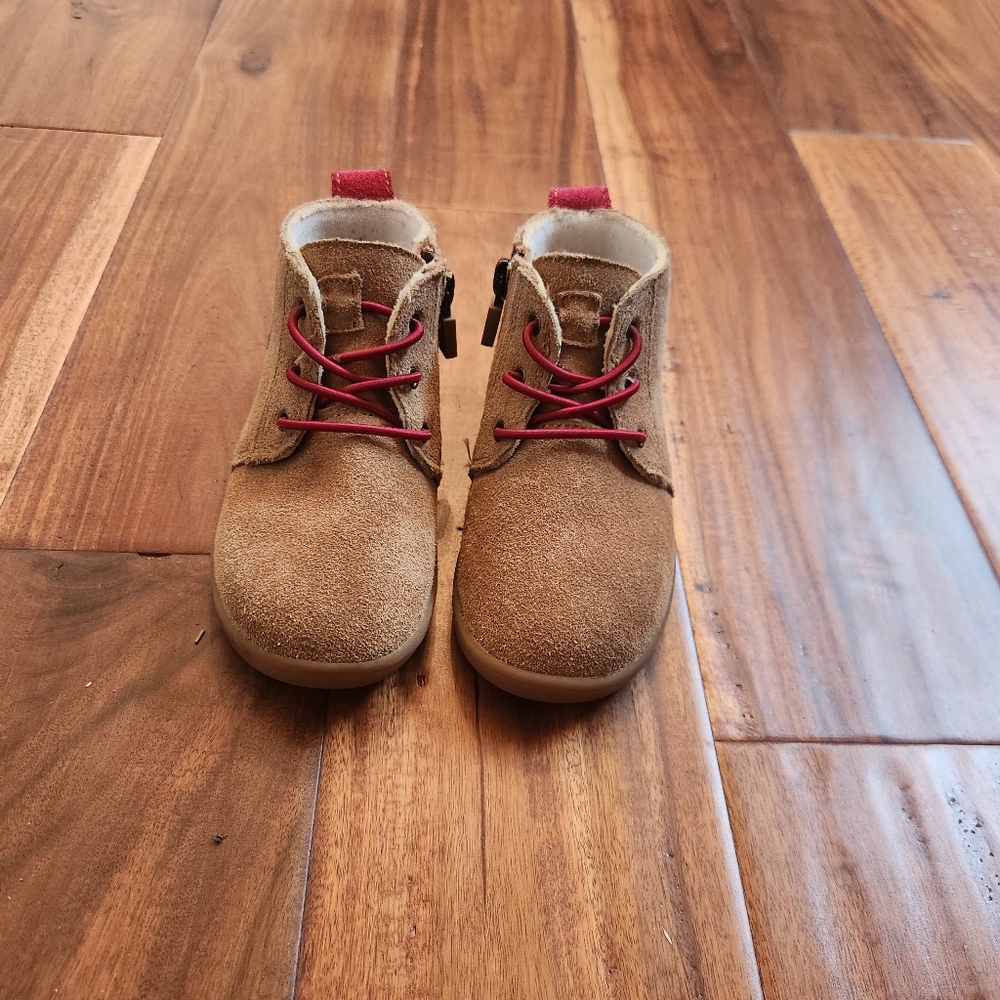 UGG Brown and Red Boots with Suede Upper and Ankle-High Cut